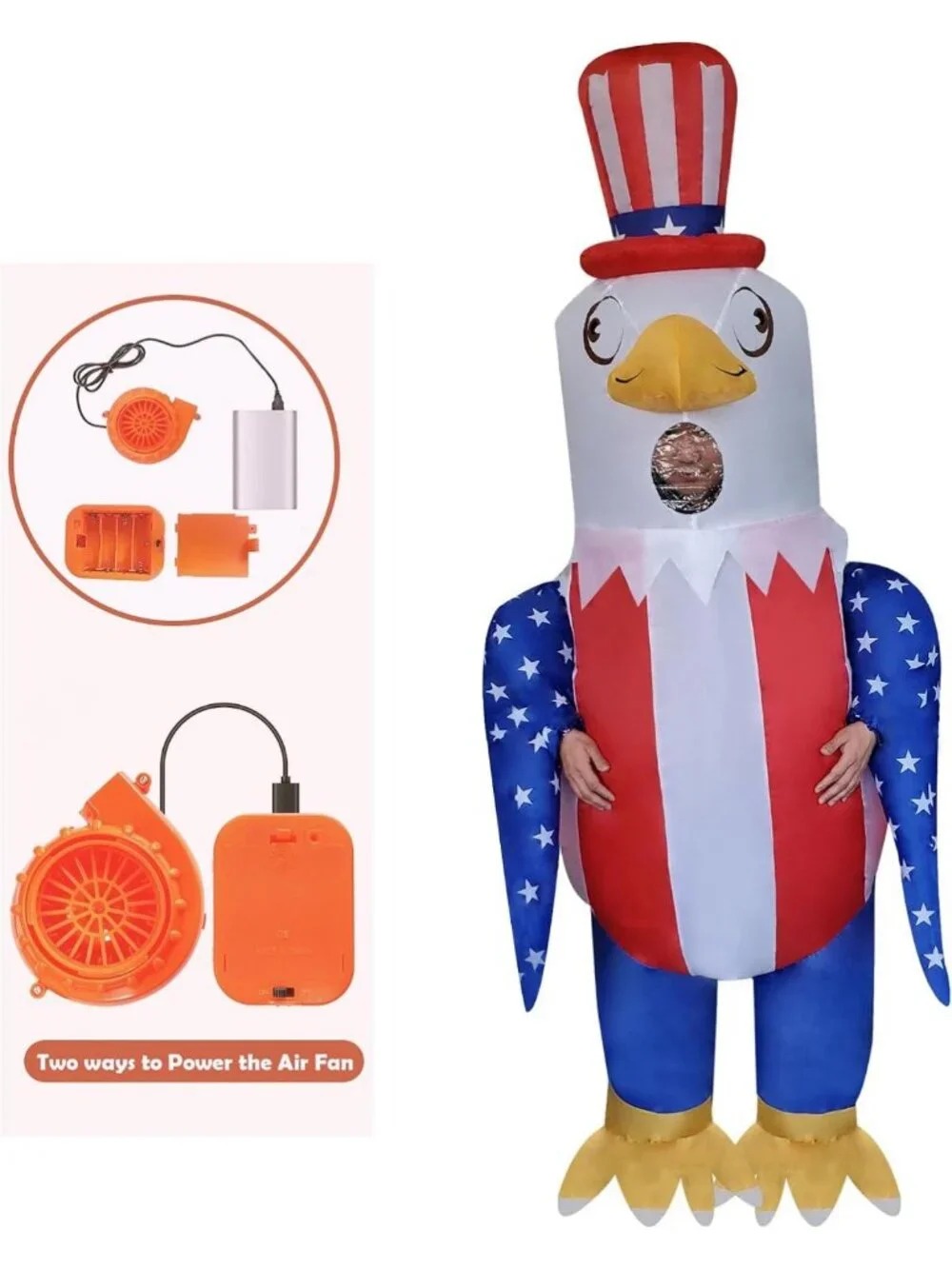Patriotic Bald Eagle Inflatable Costume for Adults - Fun 4th of July Party